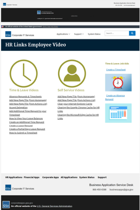 Legacy HR Links Employee Video page with mixed icons and links
